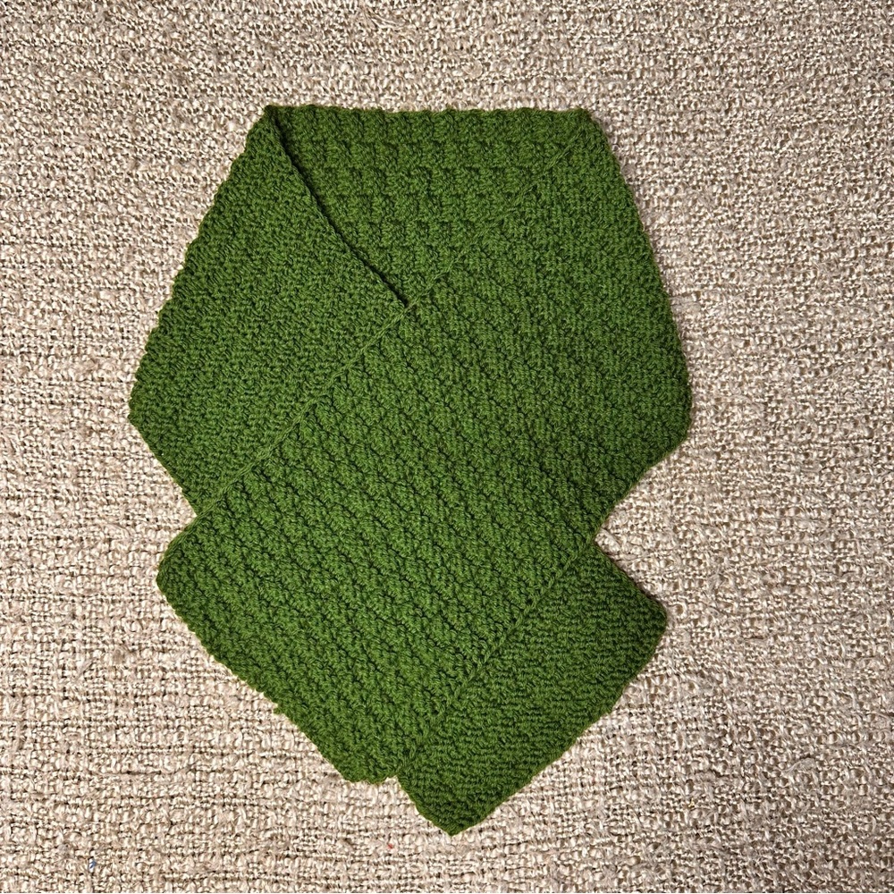 Olive Green Crochet Scarf